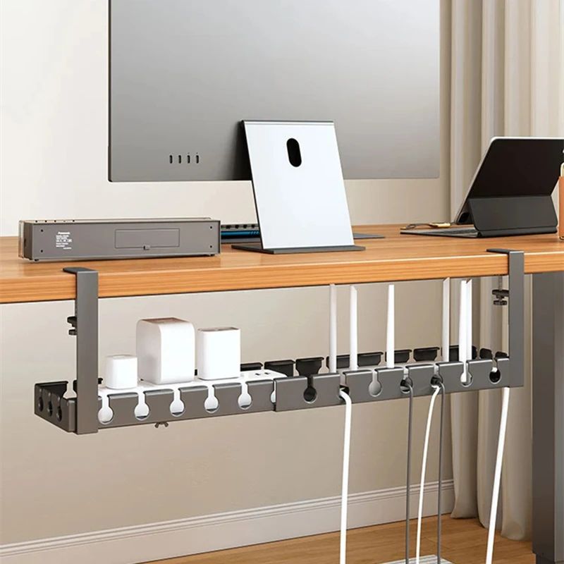 WireNest No Drill Under Desk Cable Management Tray with Retractable Storage