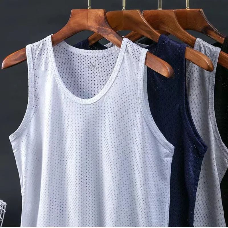 Men Mesh Tank Top Fitness Sleeveless Shirt Breathable Gym Vest