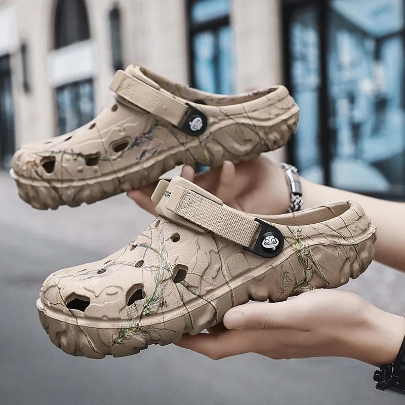 Men Garden Flat Sandals Comfortable Outdoor Platform Slip On Shoes