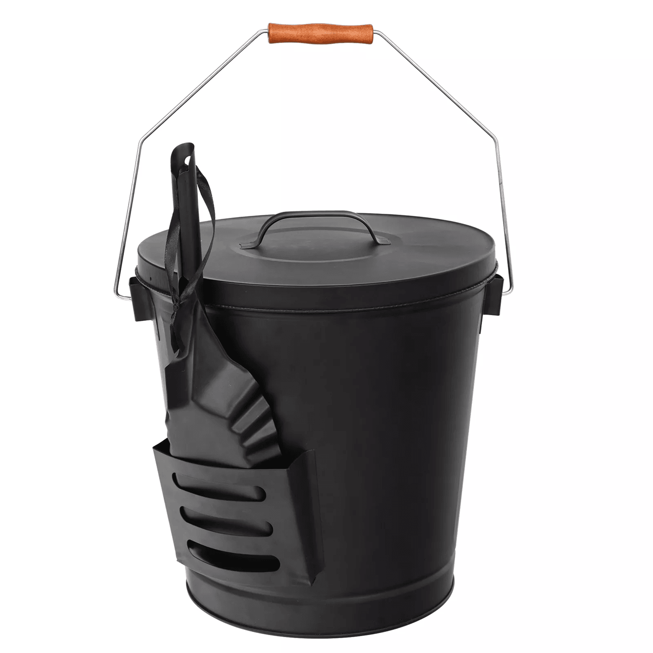 5 Gallon Fireplace Ash Bucket with Lid and Shovel for Heat-Resistant Storage and Clean Up