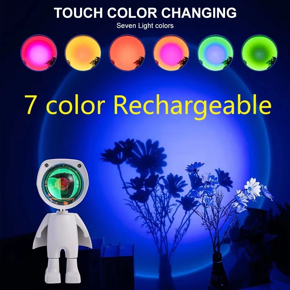 Astronaut Robot LED Sunset Projection Lamp Rechargeable Mood Light
