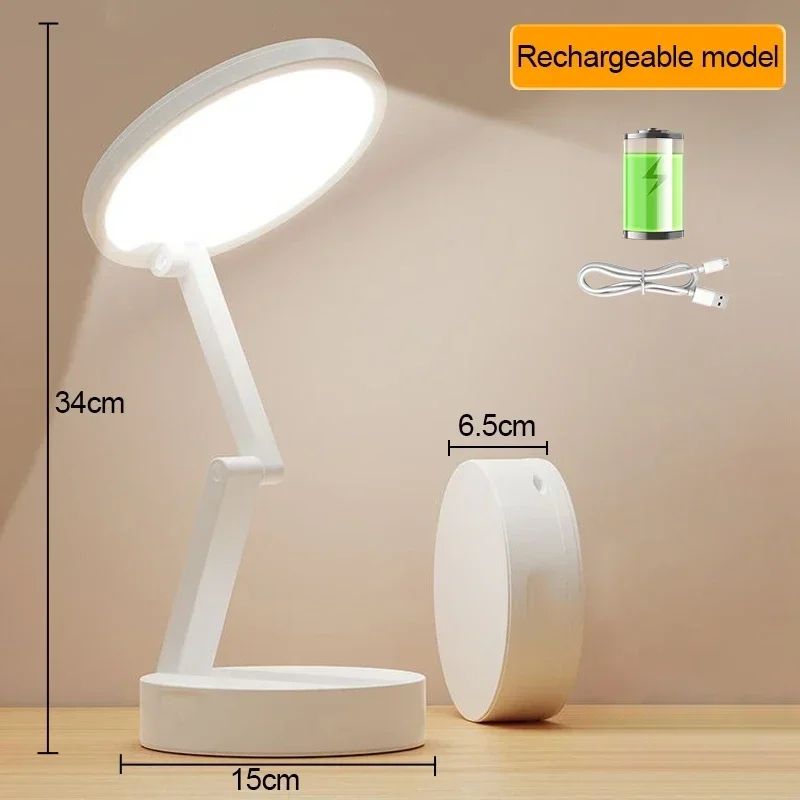 Rechargeable Foldable LED Desk Lamp with Clock