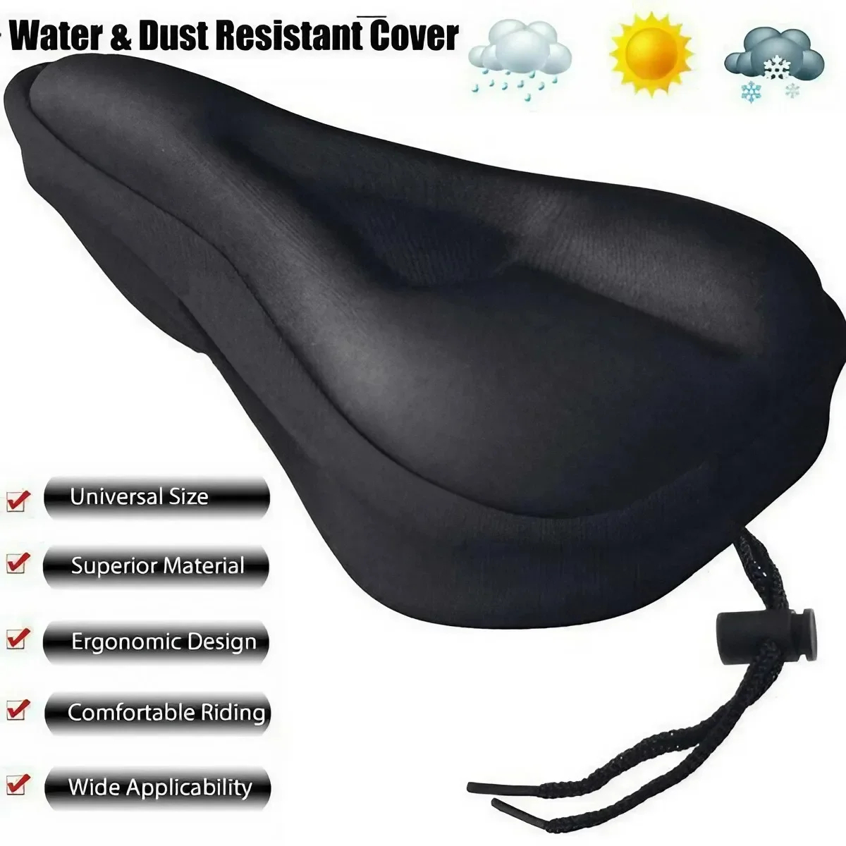 Bicycle Saddle Cover Padded Gel Foam Cushion for Comfortable Mountain Road Bike Seats