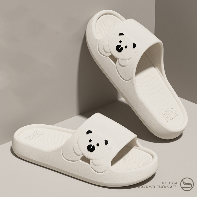 Cute Cartoon Bear Indoor Slippers for Women, Lightweight Soft Eva Slides, Non-Slip Comfort Slippers for Home