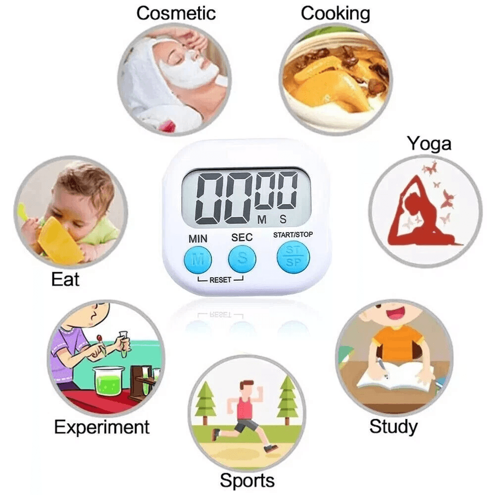 Cooking Timer Count Down Up Clock, Large Digital Kitchen Display, Loud Alarm Magnetic