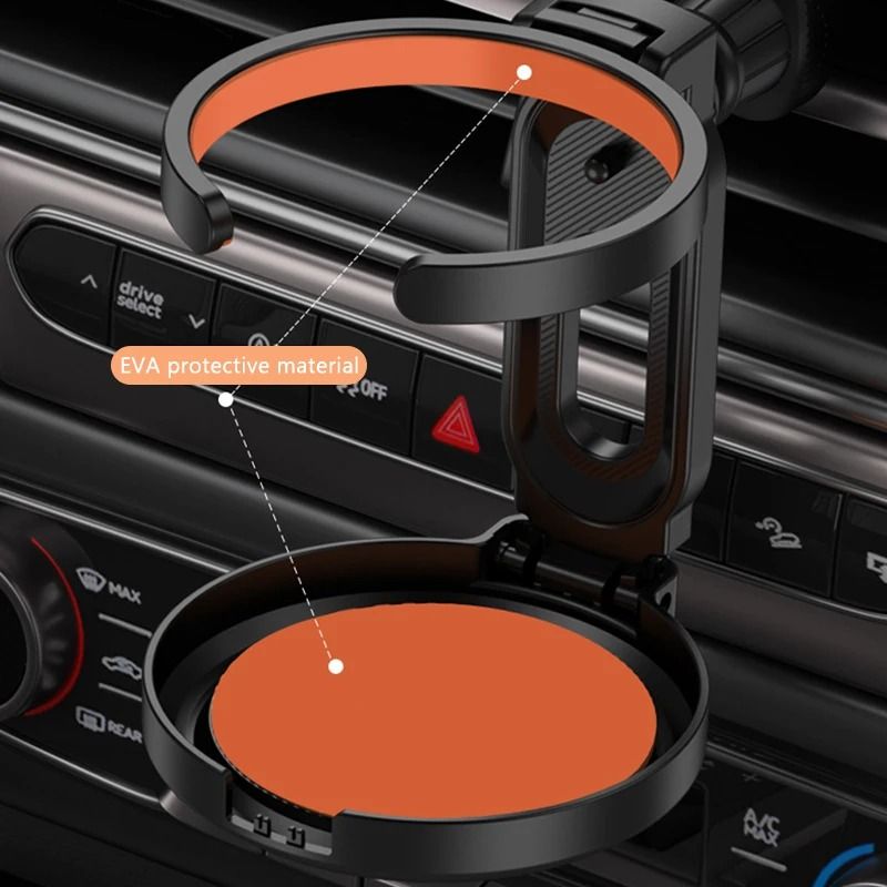 Space-Efficient Folding Air Vent Beverage Bracket