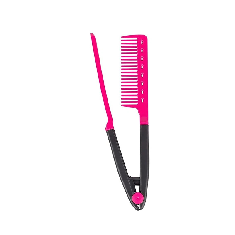 V Comb Straightener, 1 Piece Hairdressing Brush, Hair Styling Tool, Folding Salon Hair Straightener