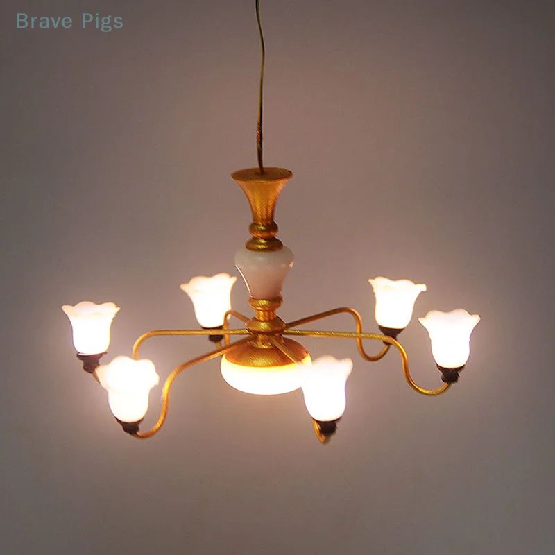 Mini LED Dollhouse Ceiling Lamp Chandelier Decor