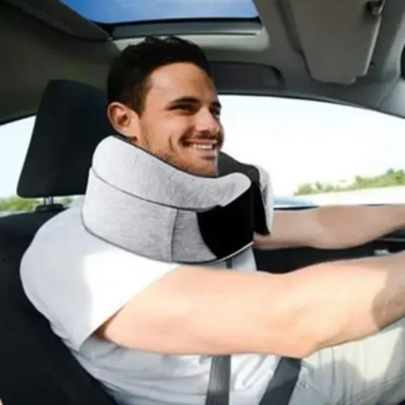 ErgoRest Memory Foam Travel Neck Pillow with Adjustable Car Support