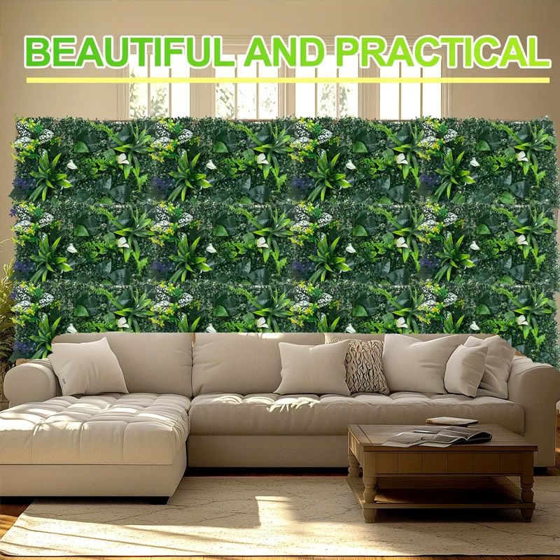 Artificial Green Plant Wall Panels Lush Garden Backdrop Outdoor Indoor Decor