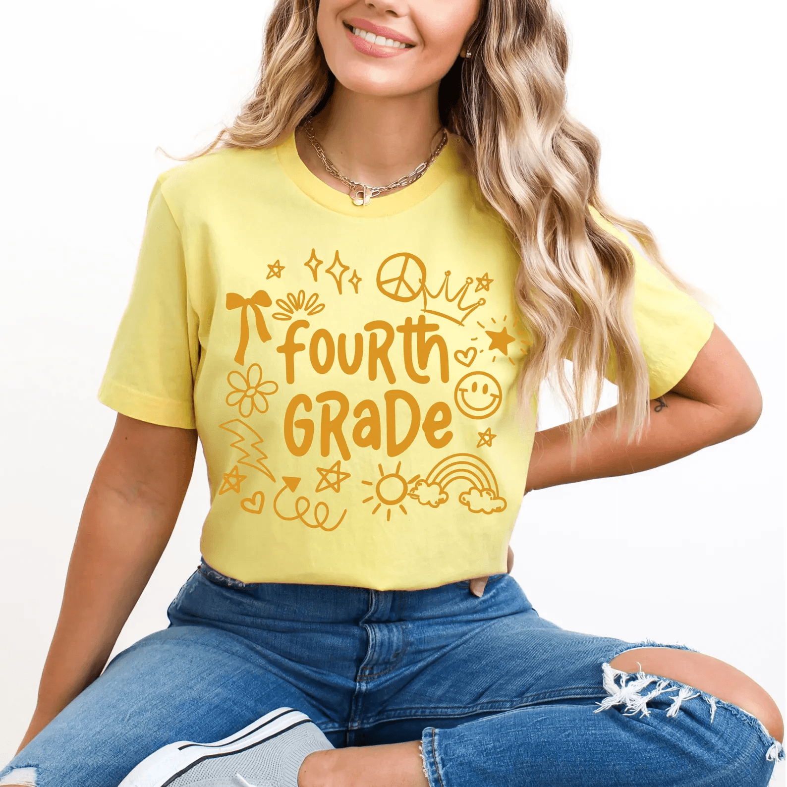 Fourth Grade Teacher Shirt 4th Grade Team Doodle Back to School Teacher Tee