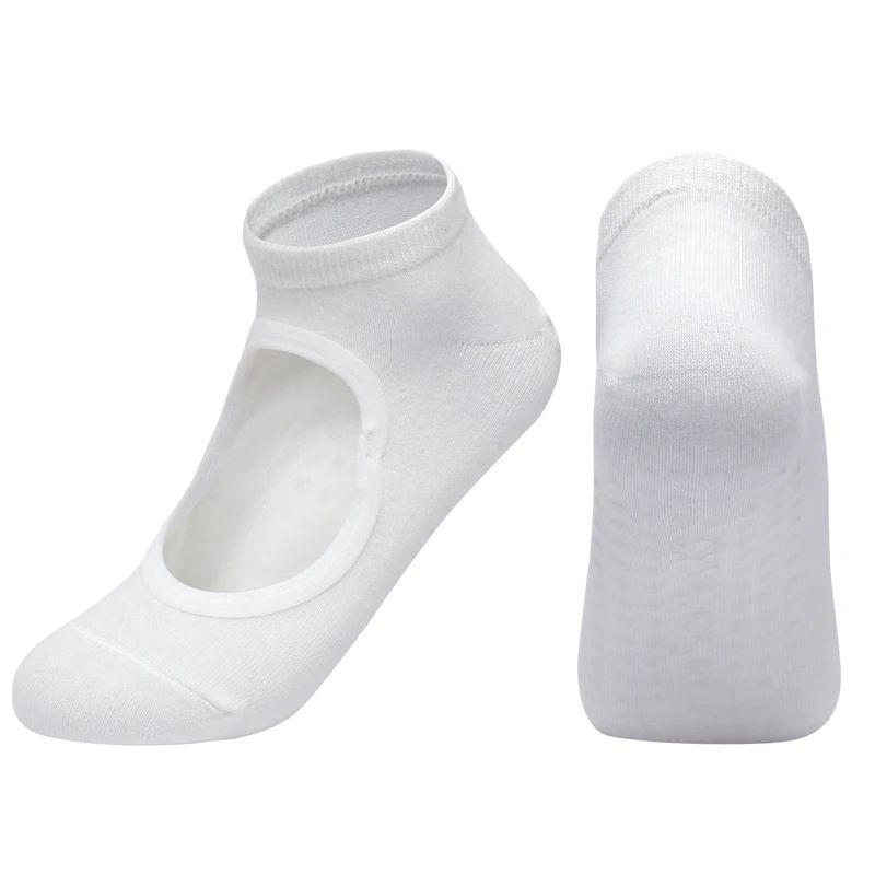 Customized Womens Backless Anti-Slip Pilates Socks – Breathable Cotton 5-Toe Yoga & Ballet Fitness Grip Socks