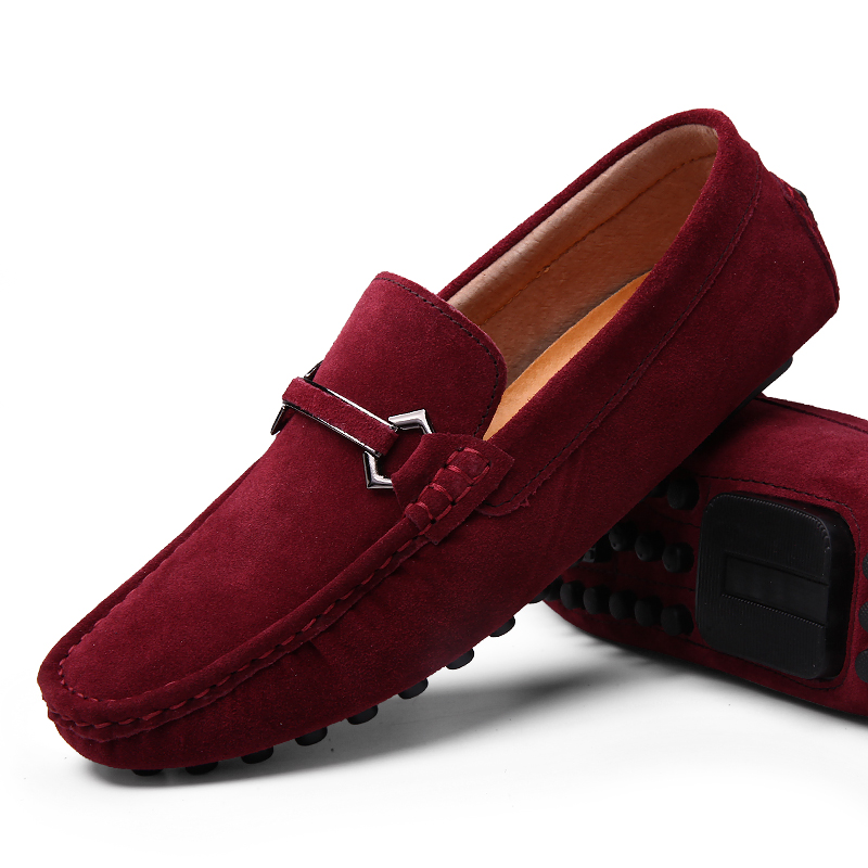High Quality Suede Slip on Men Loafers, Genuine Leather Casual Shoes, Soft Non Slip Driving Flats