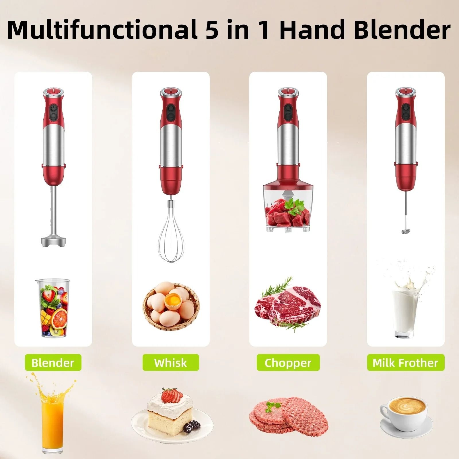 Handheld 5 in 1 Multi Purpose Kitchen Blender 1000 Watt