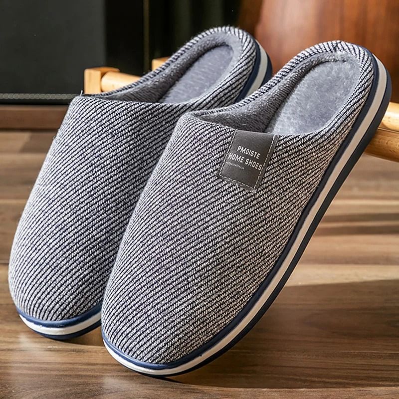 Men Winter Warm Cotton Slippers with Non Slip Sole