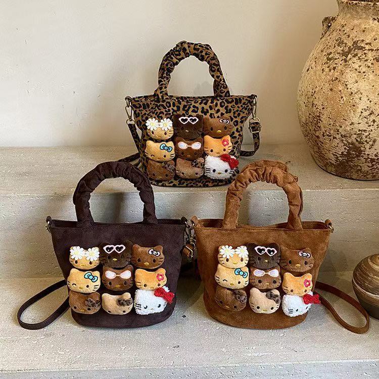 Hello Kitty Leopard Print Messenger Bag Cute Vintage Crossbody Backpack Purse