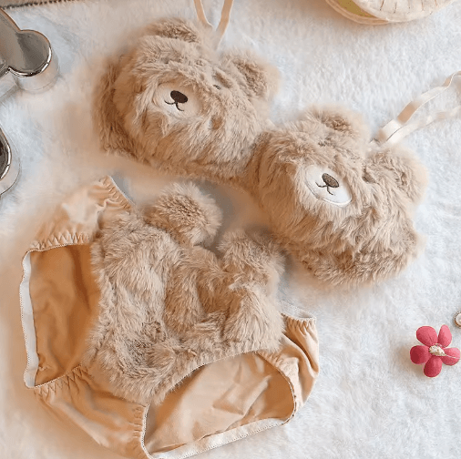 Soft Bear Plush Japanese Style Winter Cute Cartoon Bralette