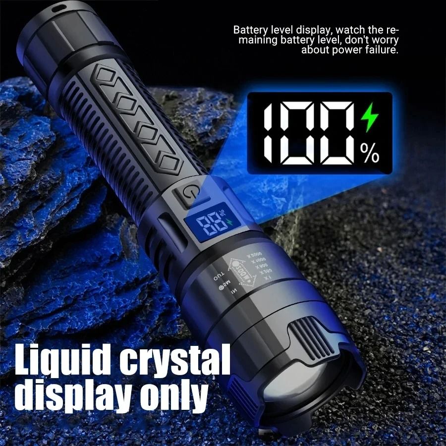 High Power Rechargeable LED Flashlight with Built-in Battery