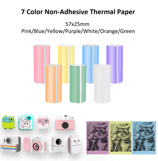 Kids Instant Camera Thermal Paper Refill Rolls, BPA-Free 57by25mm (White, Non-Adhesive)