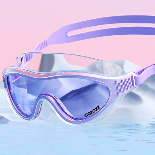 Anti Fog Swimming Goggles with UV Protection Large Frame Adjustable Silicone Fit