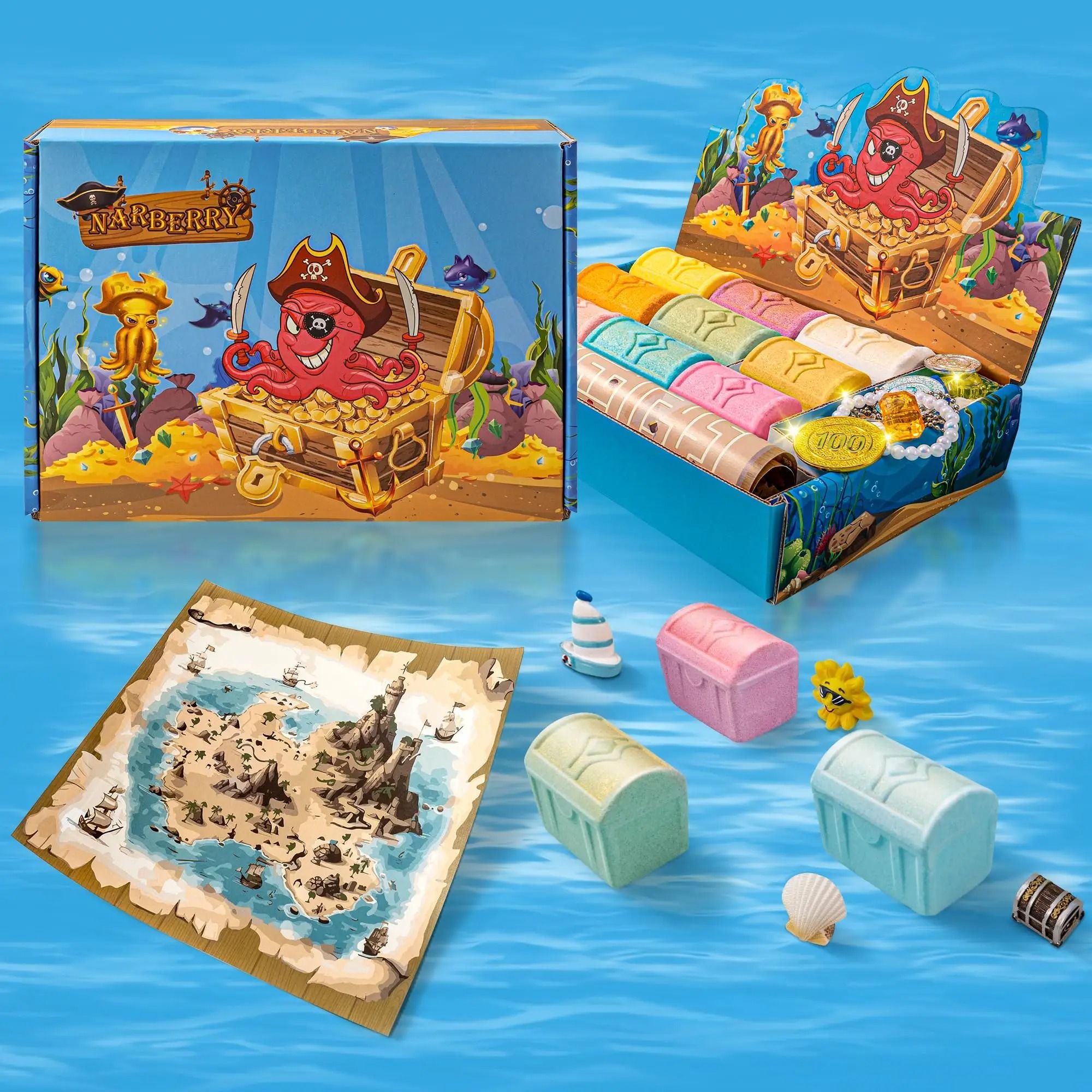 TreasureSplash Kids Bath Bombs with Surprise Toys Inside 9 Pack Gift Set