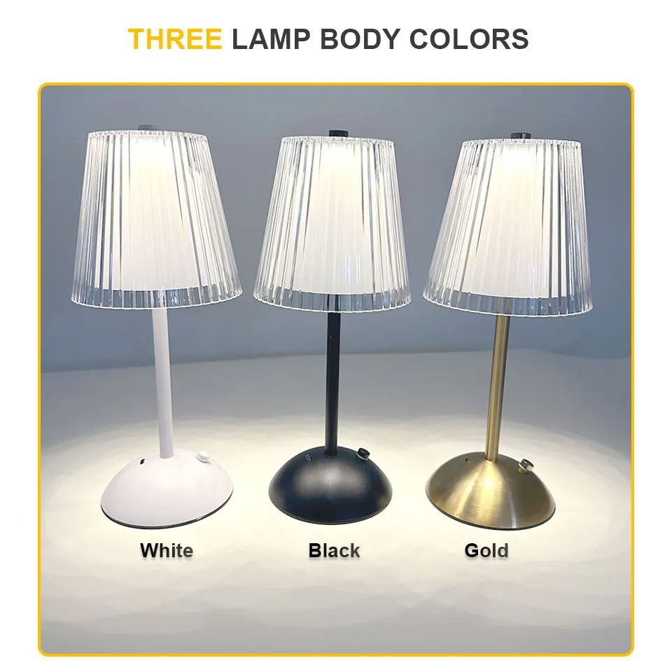 Rechargeable Alloy Touch Sensor LED Table Lamp with Adjustable Lighting