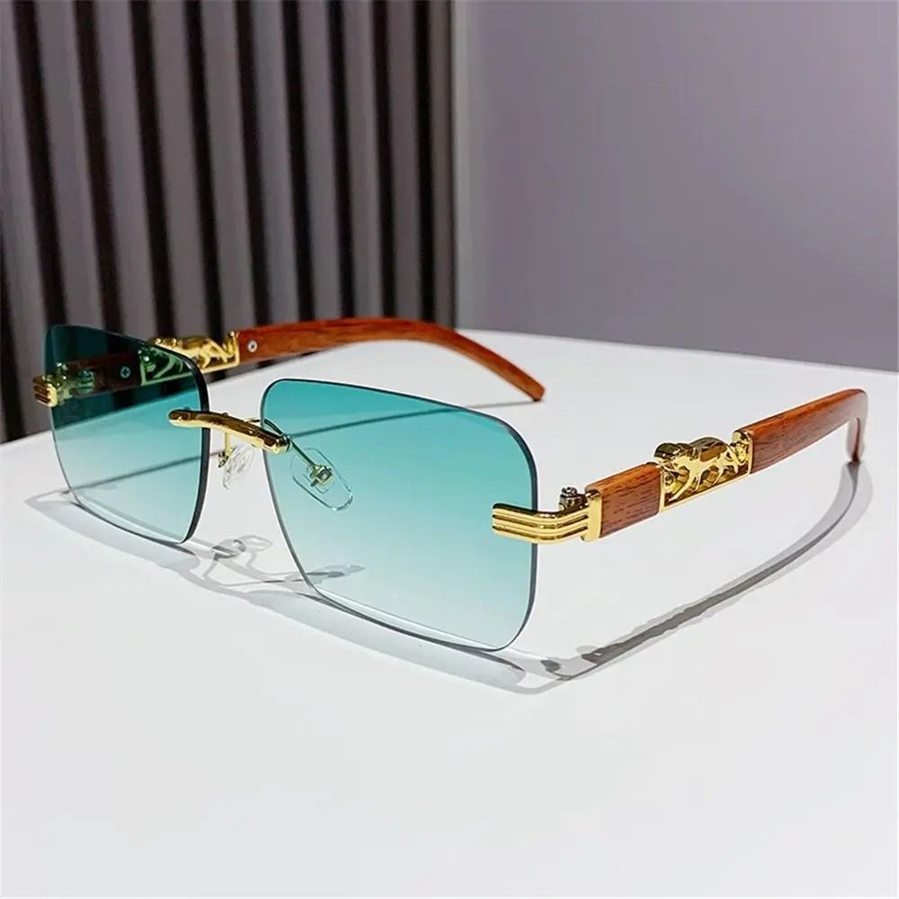 Rimless Cut-Edge Sunglasses – Metal Temple Retro Shades – High-Yield Optical Interaction Hub