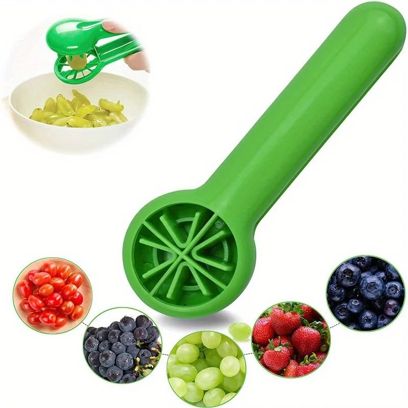 Safe Manual Fruit Slicer Berry and Grape Cutter Kid Friendly Kitchen Tool