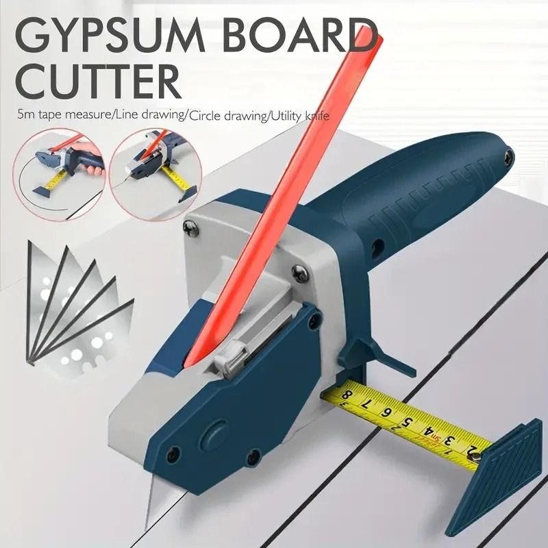Plasterboard Edger with 5M Tape Measure and Precision Drywall Cutting Carpentry Tool