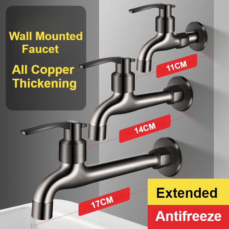 Wall Mounted Copper Laundry Faucet Quick Open Utility Tap for Washing Machine and Balcony Use