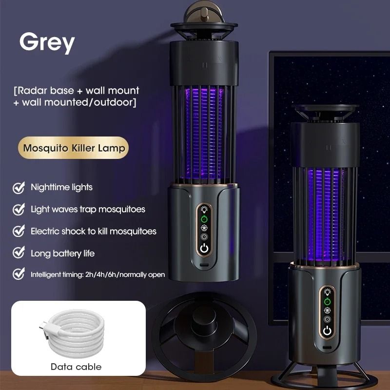 Mosquito Killer Lamp Camping Lantern with USB Rechargeable Insect Trap and Electric Swatter Function