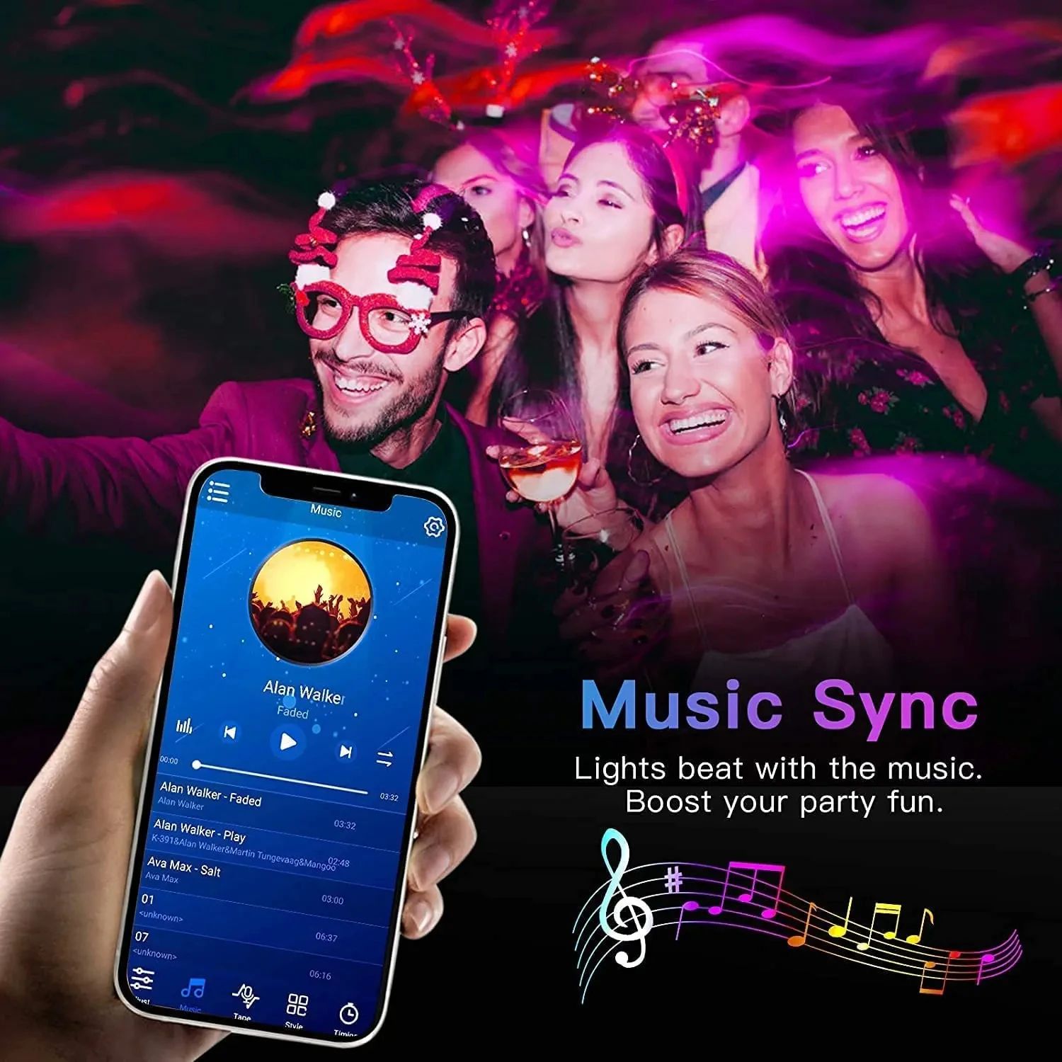 SmartGlow Bluetooth LED Strip Lights 5050 RGB Backlights with App Remote Control
