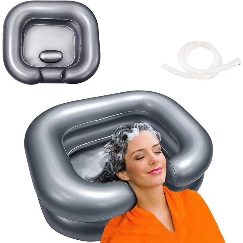 Inflatable Hair Washing Basin with Drain Hose – Portable PVC Shampoo Bowl for Bedridden, Elderly, and Pregnant Adults