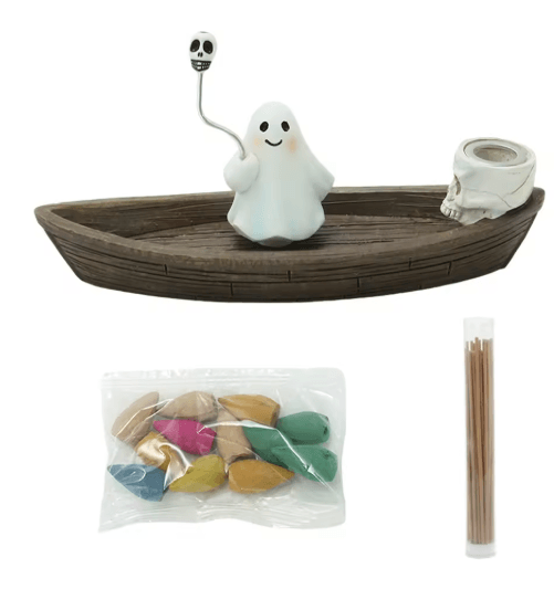Halloween Ghost Ship Incense Burner Backflow Sandalwood Incense Holder for Table Decor