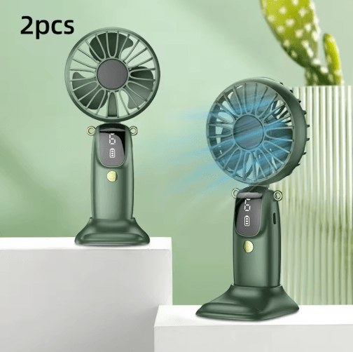 3-in-1 Portable Hand Fan – USB Rechargeable Mini Desk & Neck Fan with Phone Holder