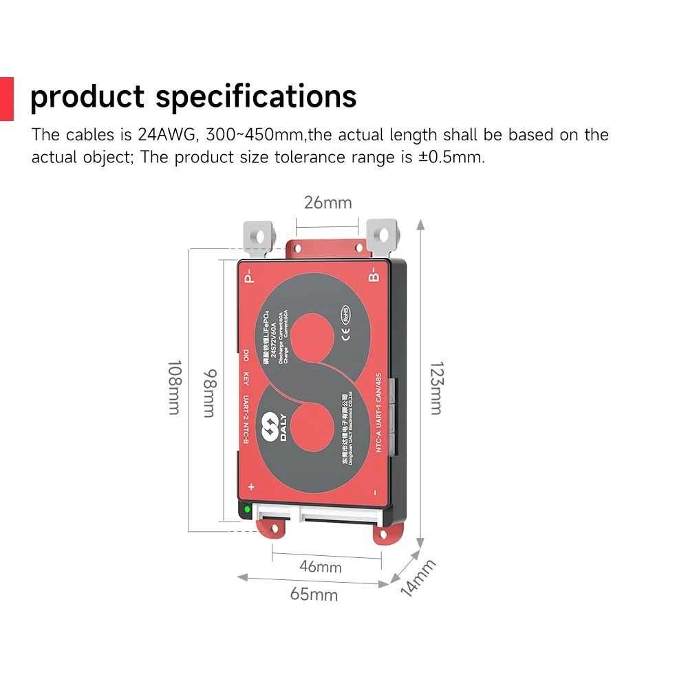 Smart LiFePO4 BMS Board with Bluetooth and CAN Communication