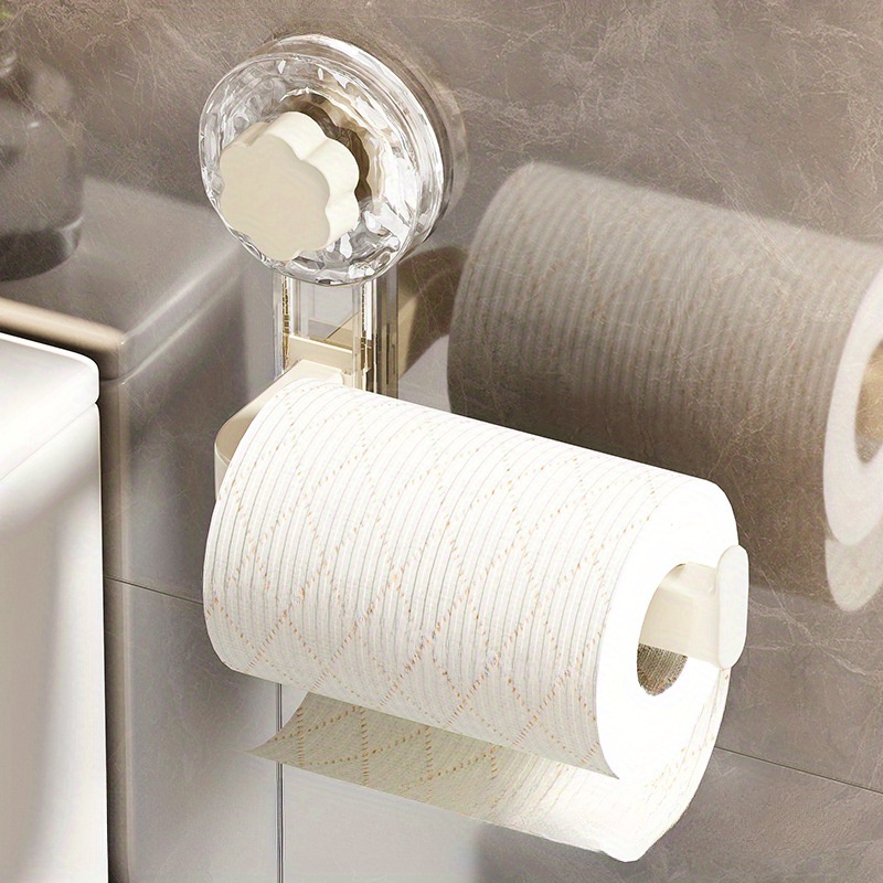Self-Adhesive Wall-Mounted Toilet Paper Holder with Suction Cup No-Drill Installation Multipurpose Tissue Roll