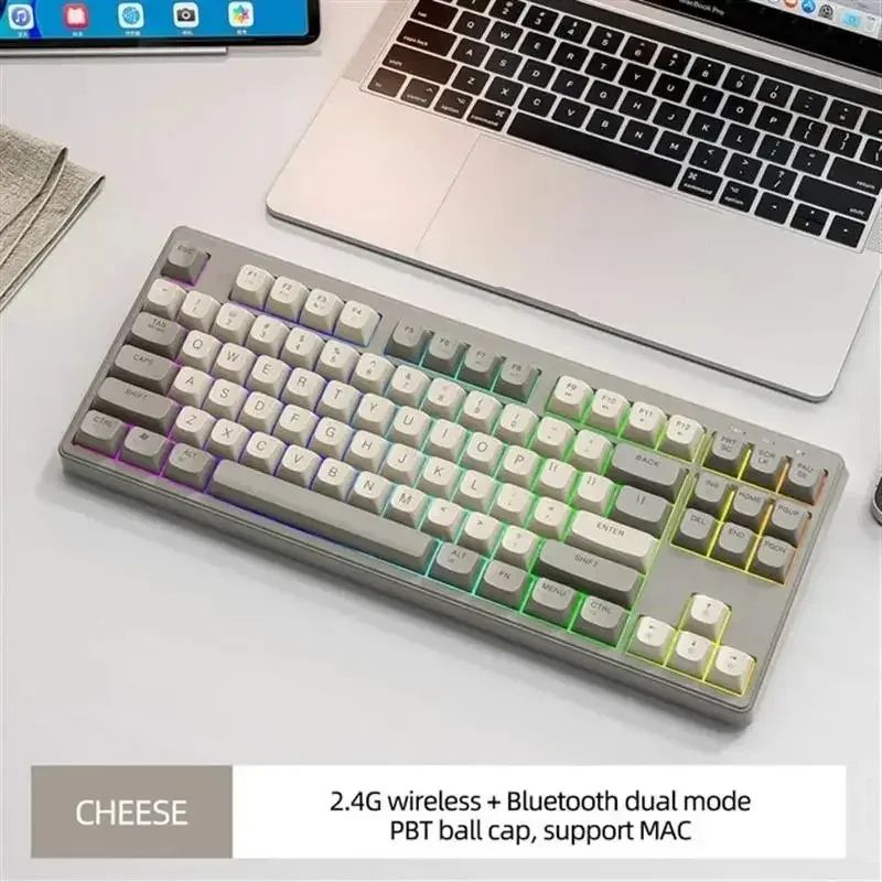 Premium 87-Key Dual-Mode Wireless Gaming Keyboard with RGB Backlit Keyboard Lights & Durable PBT Keycaps