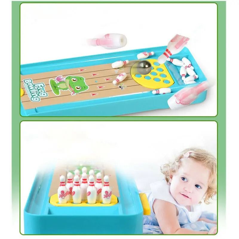 Mini Frog Bowling Game Interactive Desktop Toy for Kids and Family Play