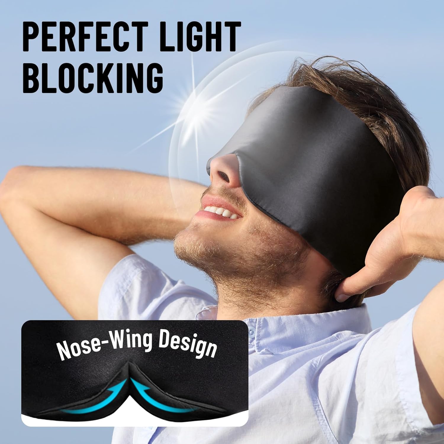 Silk Sleep Mask Large Comfortable Eye Cover for Sleeping Pressure Free & Complete Blackout for Women & Men