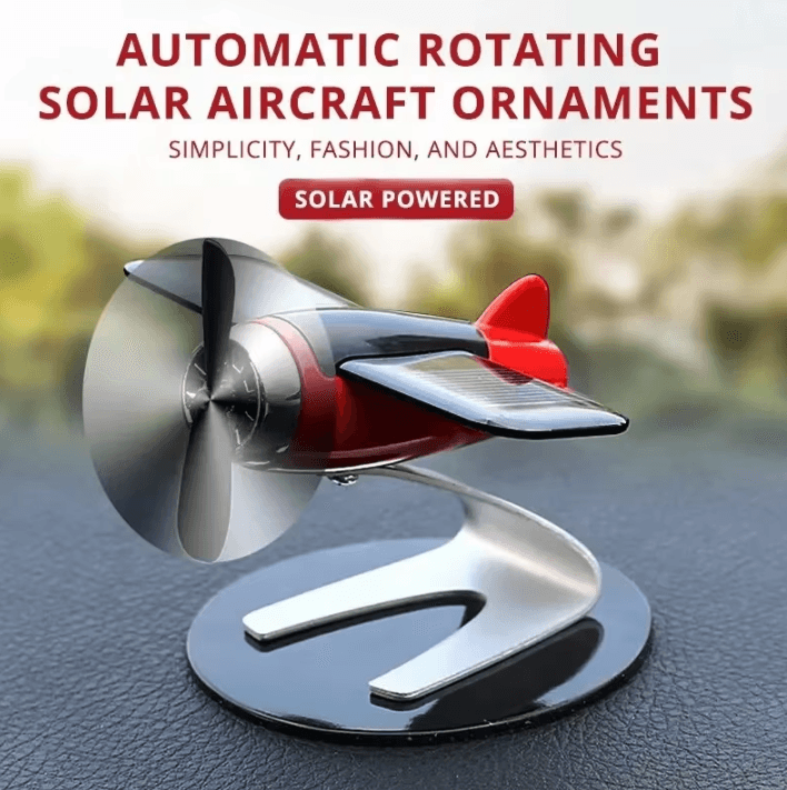 Solar Airplane Car Decoration Creative Interior Ornament – Fun Desktop Accessory Gift for Car Enthusiasts