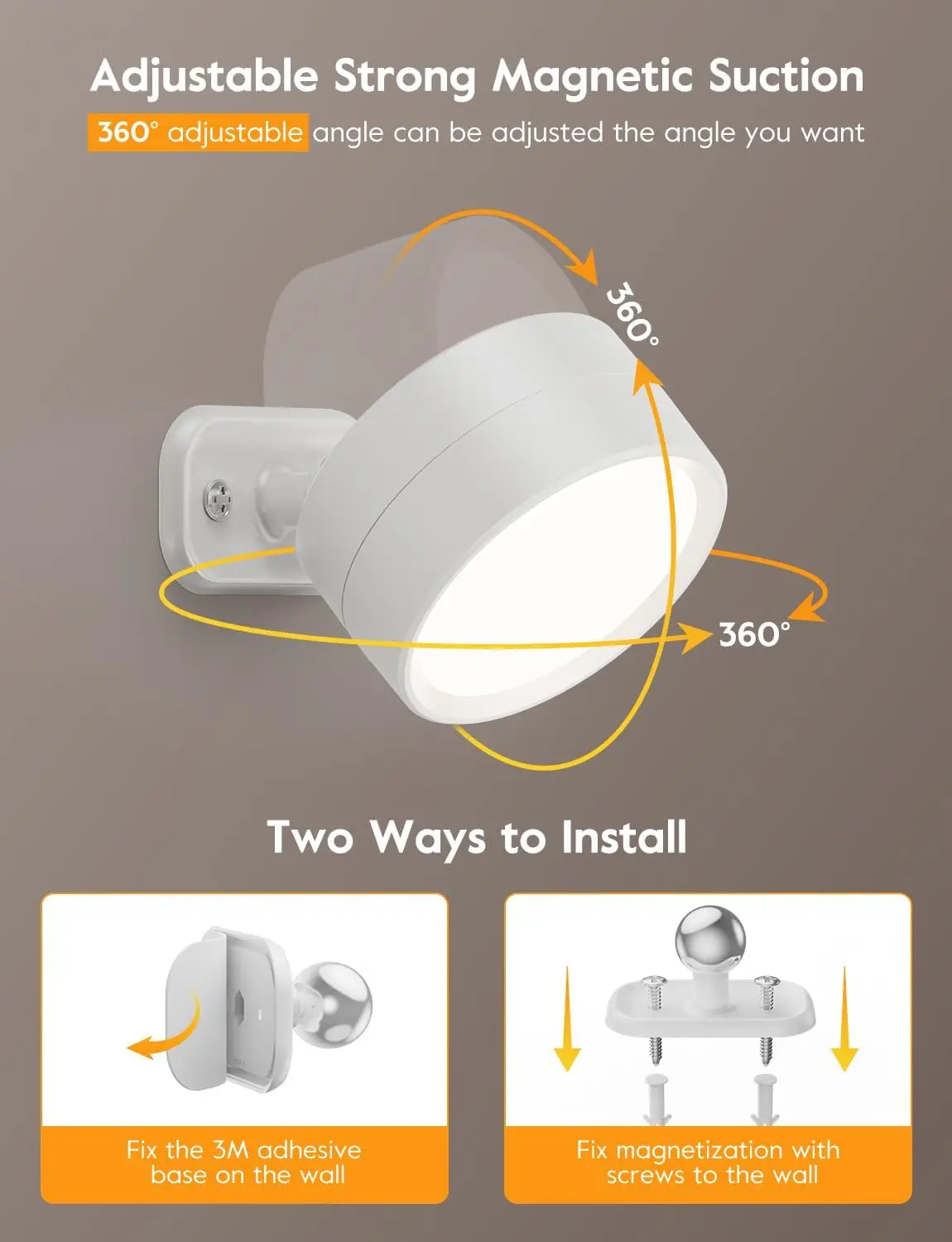 Rechargeable Dimmable LED Magnetic Wall Sconce Lights, Wall Mounted Lights with Remote