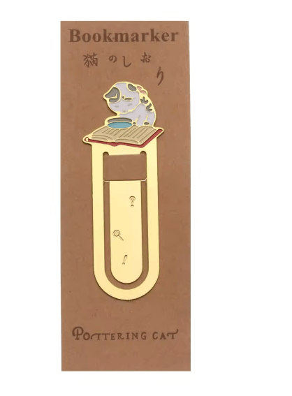 Gold Plated Cat Bookmark Folder Clip Cute Reading Label