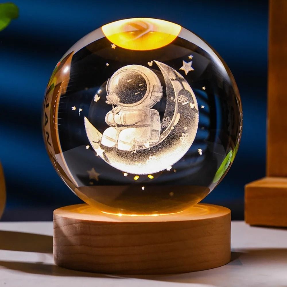 3D Laser Engraved Crystal Ball Night Light