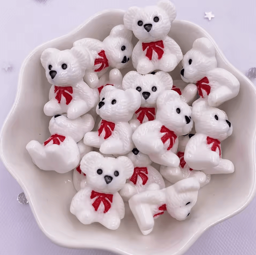 Kawaii Hand-Painted Resin Bear Flatback Set – Colorful DIY Craft Mini Figurines (10PCS)