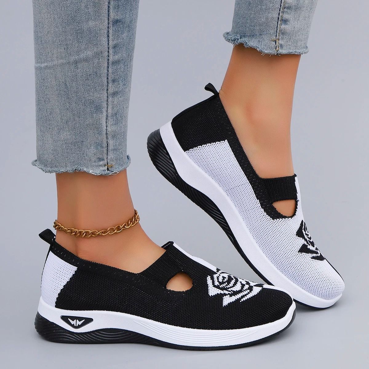 Womens Summer Breathable Mesh Flat Shoes Casual Sneakers