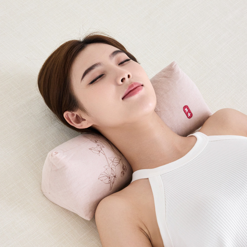 Buckwheat Pillow Herbal Traction, New Neck Buckwheat Hull Cotton, And Linen Triangular Pillow, Cervical Pillow Cover