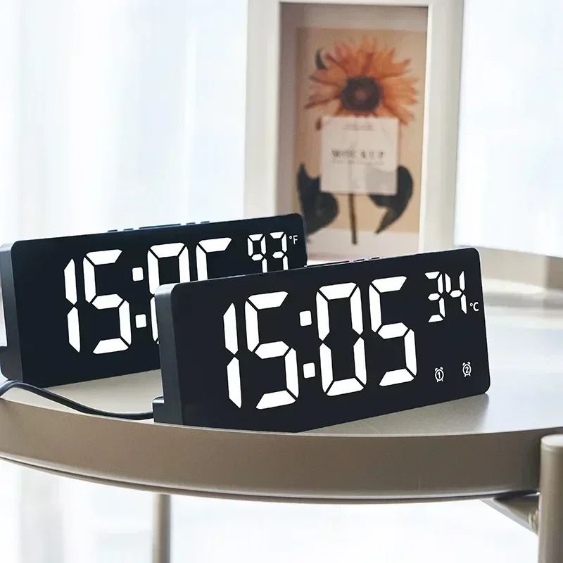Voice Activated Digital Alarm Clock with Temperature Dual Alarm Snooze and Night Mode