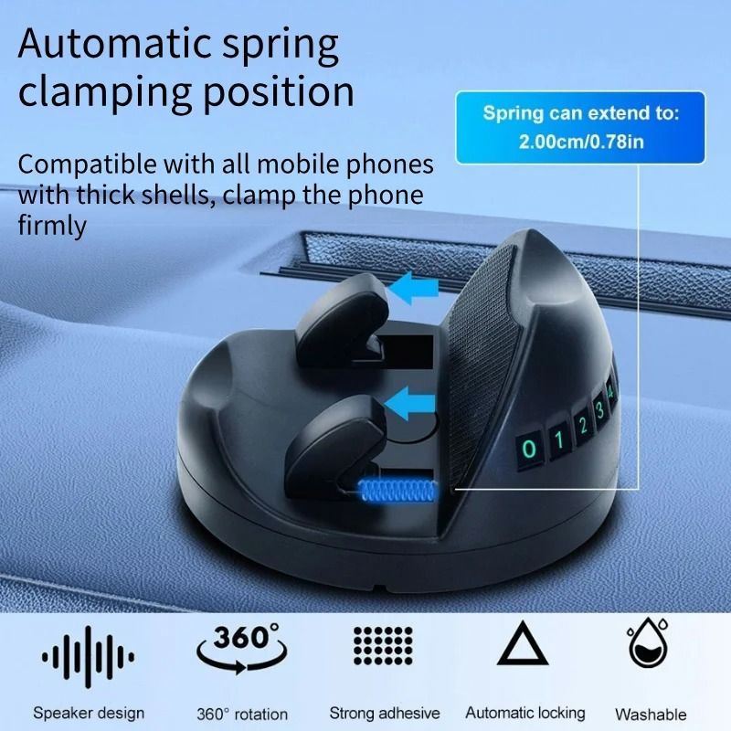 360° Dashboard HUD Phone Mount – Stable Head-Up Navigation Stand – Universal Auto Holder with Luminous Number Plate