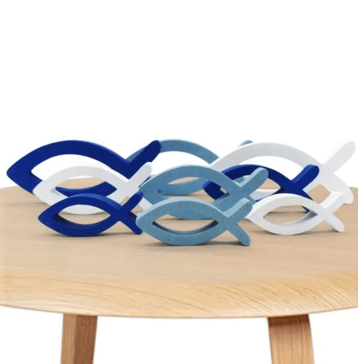 Handcrafted Wooden Fish Wall Art Set – Coastal Ocean Decor for Home & Beach Spaces